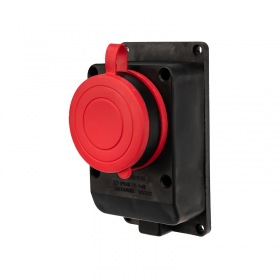 REXANT Розетка влагозащищенная настенная с крышкой, 3Р+РЕ, 32 А IP44 черная каучук REXANT