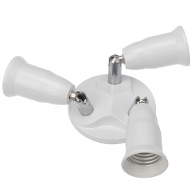 REXANT Разветвитель цокольный Е27-3хЕ27 (поворотный цоколь) белый REXANT