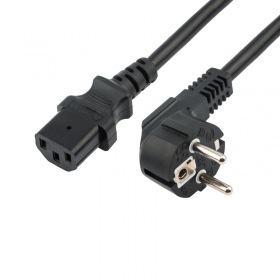 REXANT Шнур сетевой, евровилка угловая - евроразъем С13, кабель 3x1,5 мм², длина 0,5 метра, черный (PVC пакет) REXANT