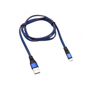 REXANT Кабель REXANT USB-microUSB 1 м, плоский провод, синяя джинсовая оплетка 