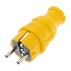REXANT Вилка прямая влагозащищенная, c/з, 16А. IP44, каучук желтая REXANT