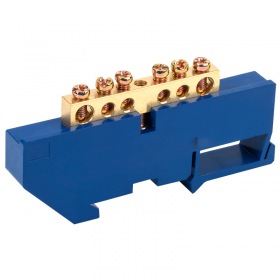 REXANT Шина «N» нулевая с синим изолятором на DIN-рейку 6x9 мм стойка бол. 6 групп REXANT