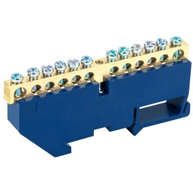 REXANT Шина «N» нулевая с синим изолятором на DIN-рейку 6x9 мм стойка бол. 12 групп REXANT