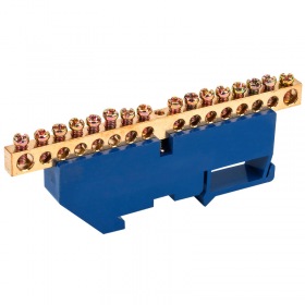 REXANT Шина «N» нулевая с синим изолятором на DIN-рейку 6x9 мм стойка бол. 16 групп REXANT