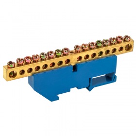 REXANT Шина «N» нулевая с синим изолятором на DIN-рейку 8x12 мм стойка бол. 16 групп REXANT