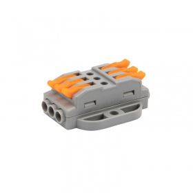 REXANT Клемма СМК 222-423P проходная 3 полюса, с монтажной площадкой (0,08-4 мм²), серая (блистер 5 шт./уп.) REXANT