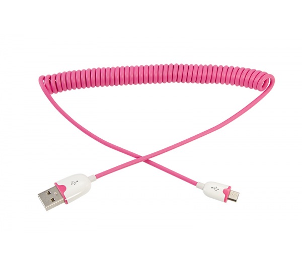 USB кабель универсальный microUSB шнур витой 1,5М розовый REXANT